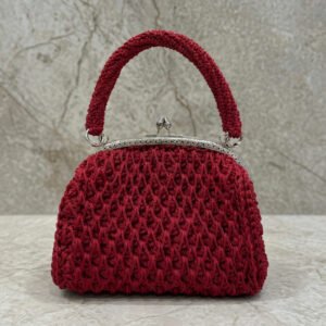 The Mervat Crimson Lattice Frame Bag