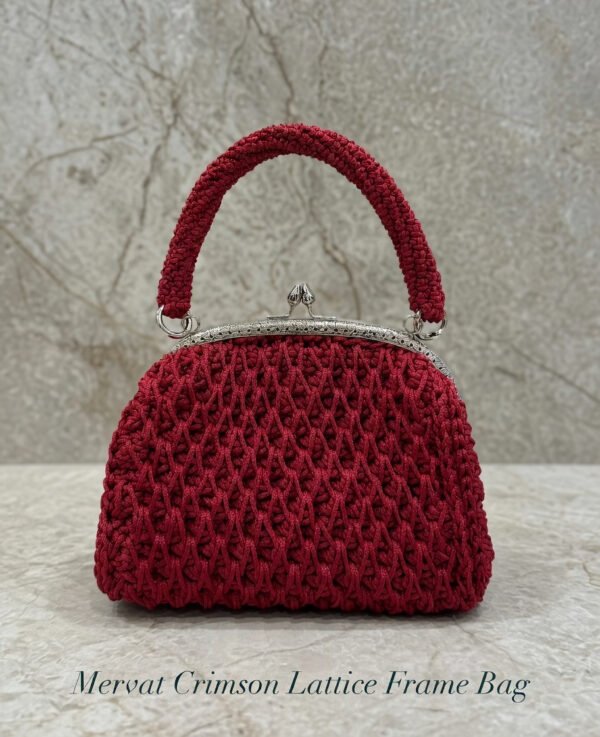 The Mervat Crimson Lattice Frame Bag