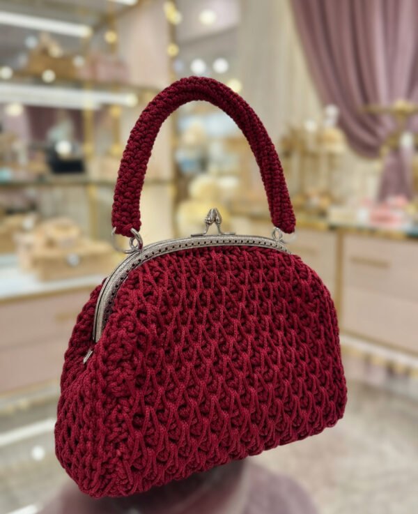 The Mervat Crimson Lattice Frame Bag